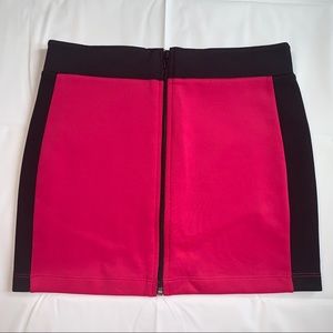 Pink & Black Full Front Zip Mini Skirt NWT